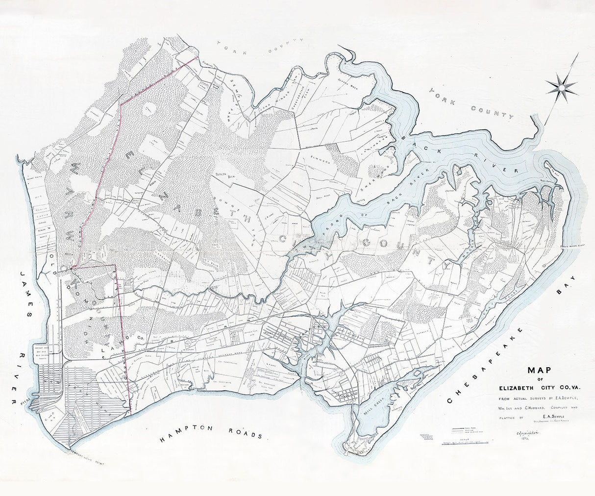 1892 Map of Elizabeth City County Virginia