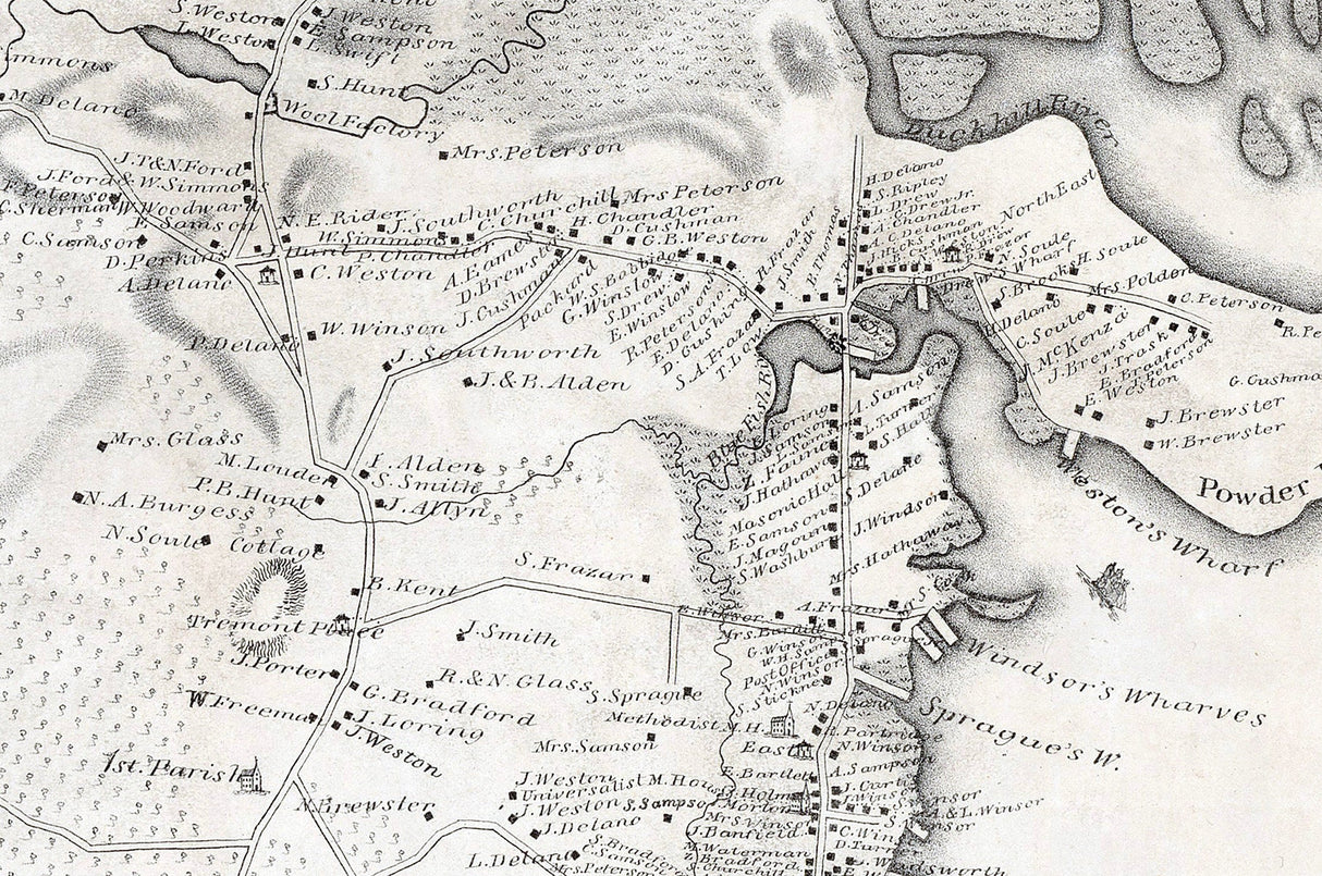 1833 Map of Duxbury Massachusetts