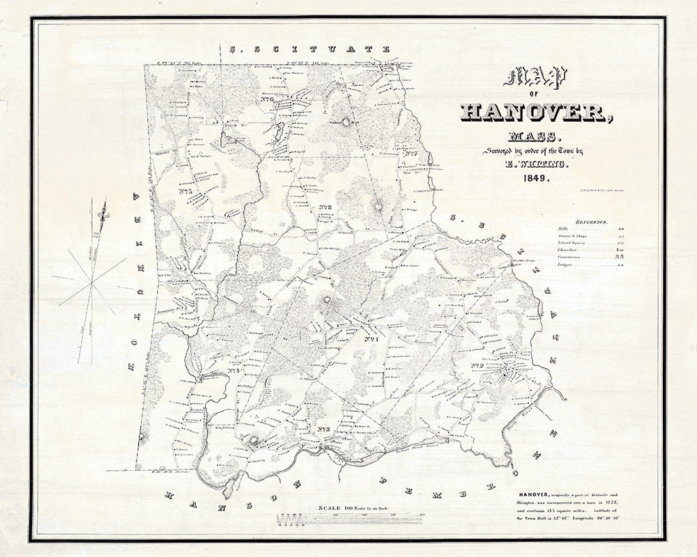 1849 Map of Hanover Massachusetts