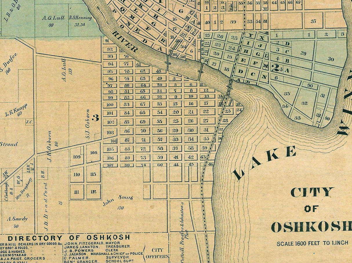 1862 Map of Winnebago County Wisconsin