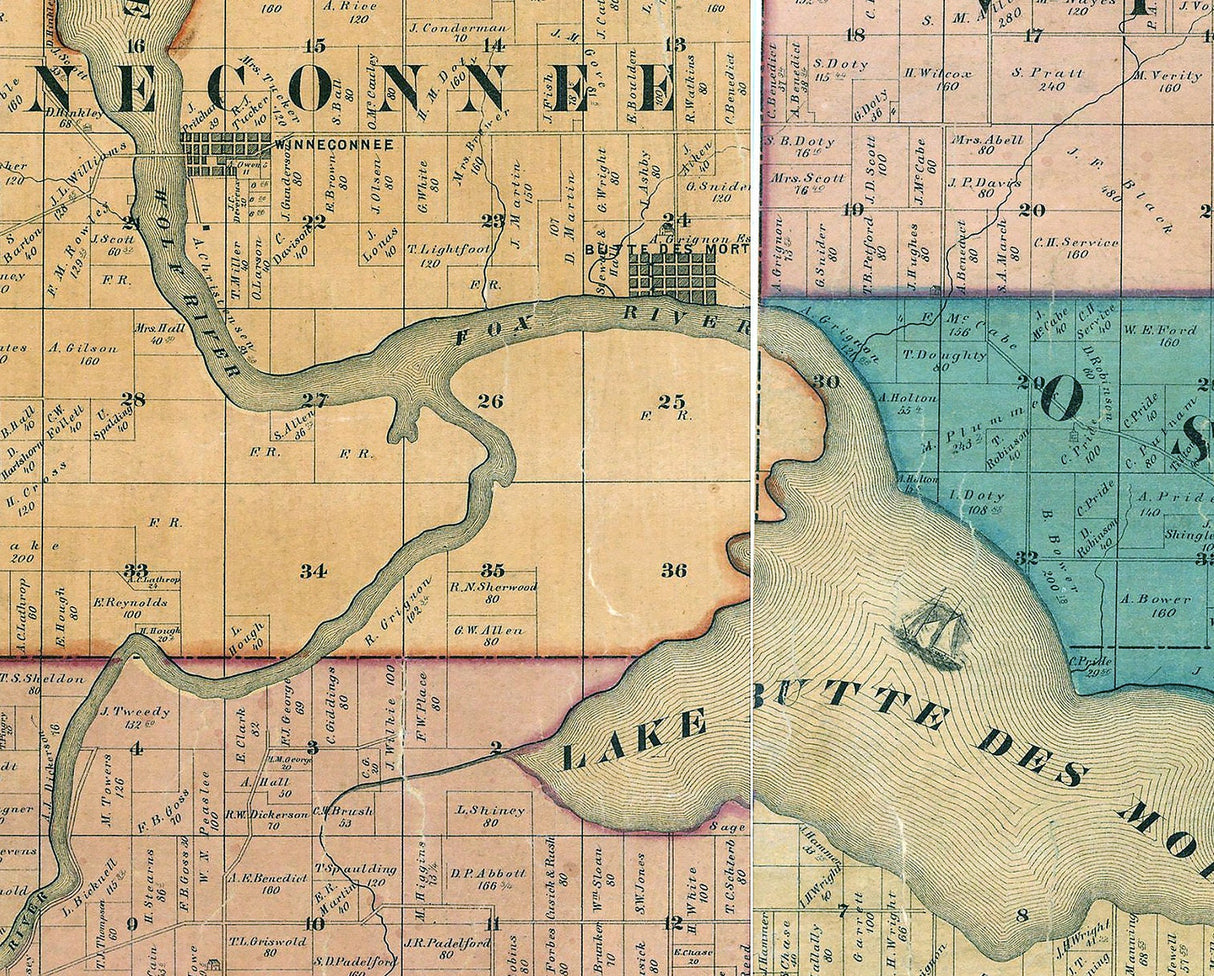 1862 Map of Winnebago County Wisconsin