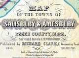 1854 Map of Salisbury & Amesbury Essex County Massachusetts