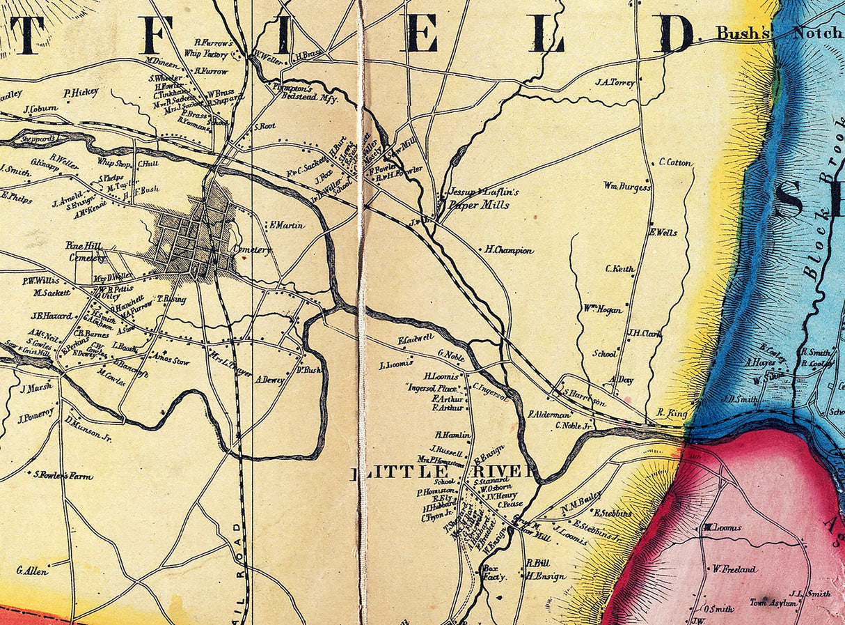 1857 Map of Hampden County Massachusetts