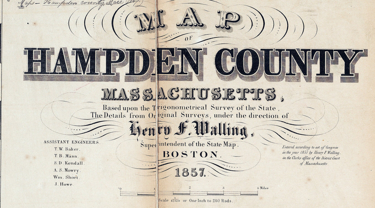 1857 Map of Hampden County Massachusetts
