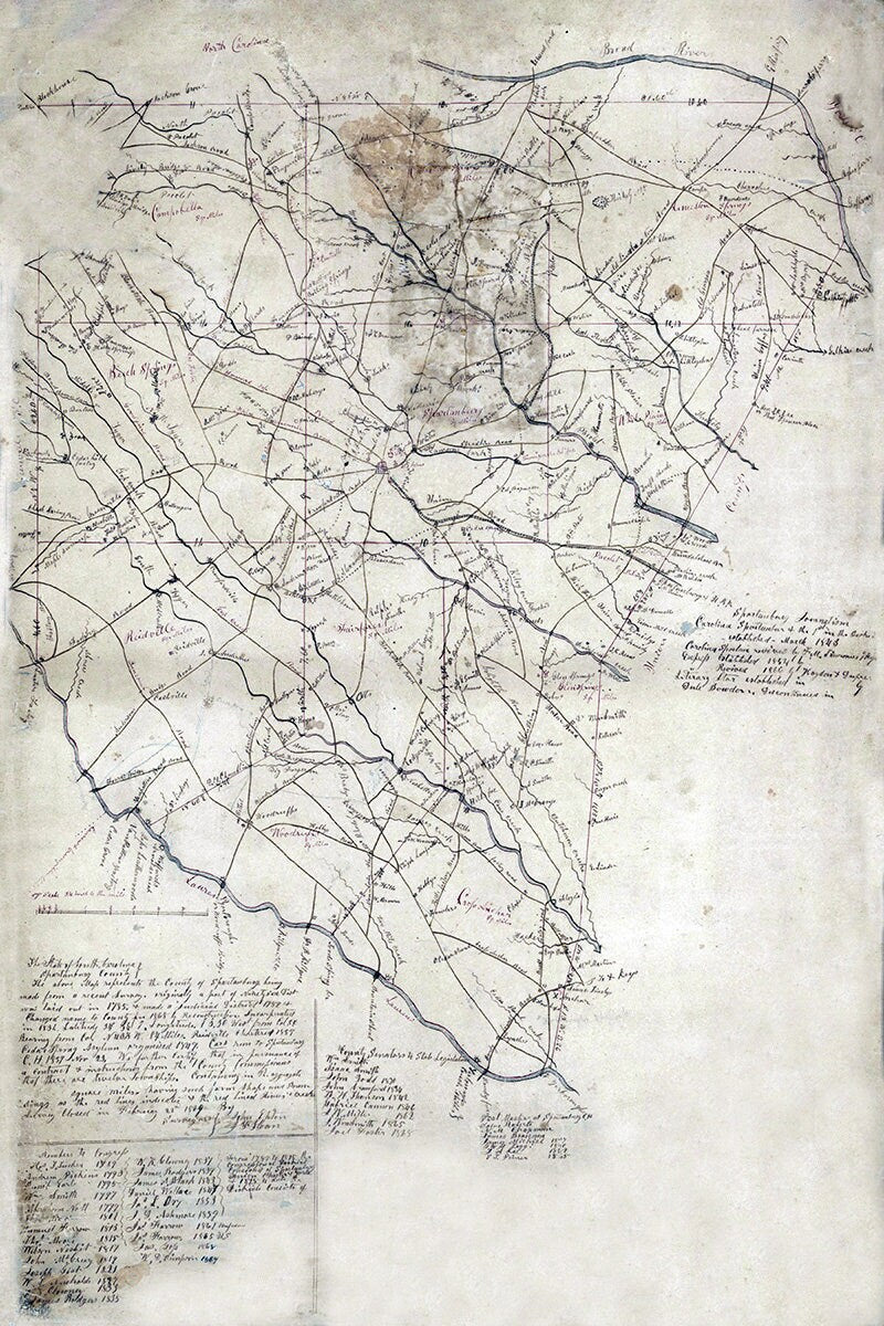 1869 Map of Spartanburg County South Carolina