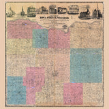 1870 Farm Line Map of Iowa County Wisconsin