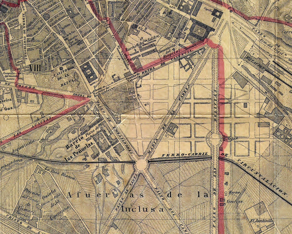 1872 Map of Madrid Spain