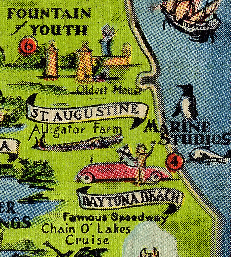 1960 Cartoon Map of Florida