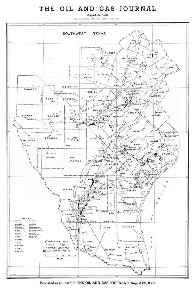 1935 Map of Texas Oil and Gas Fields