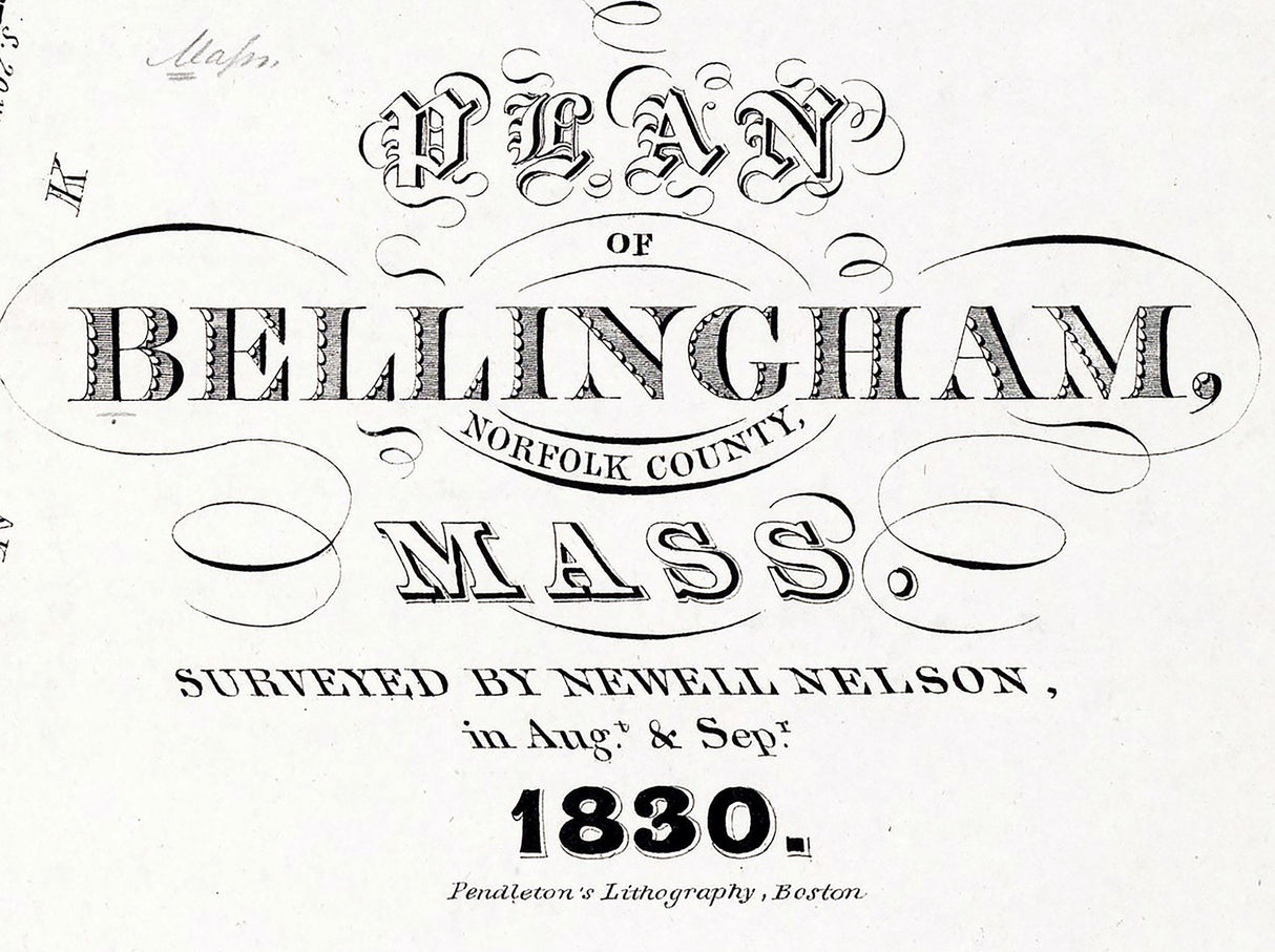 1830 Town Map of Bellingham Norfolk County Massachusetts
