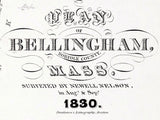 1830 Town Map of Bellingham Norfolk County Massachusetts