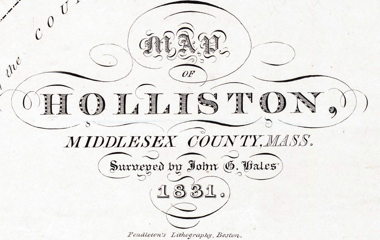 1831 Map of Holliston Middlesex County Massachusetts