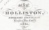 1831 Map of Holliston Middlesex County Massachusetts