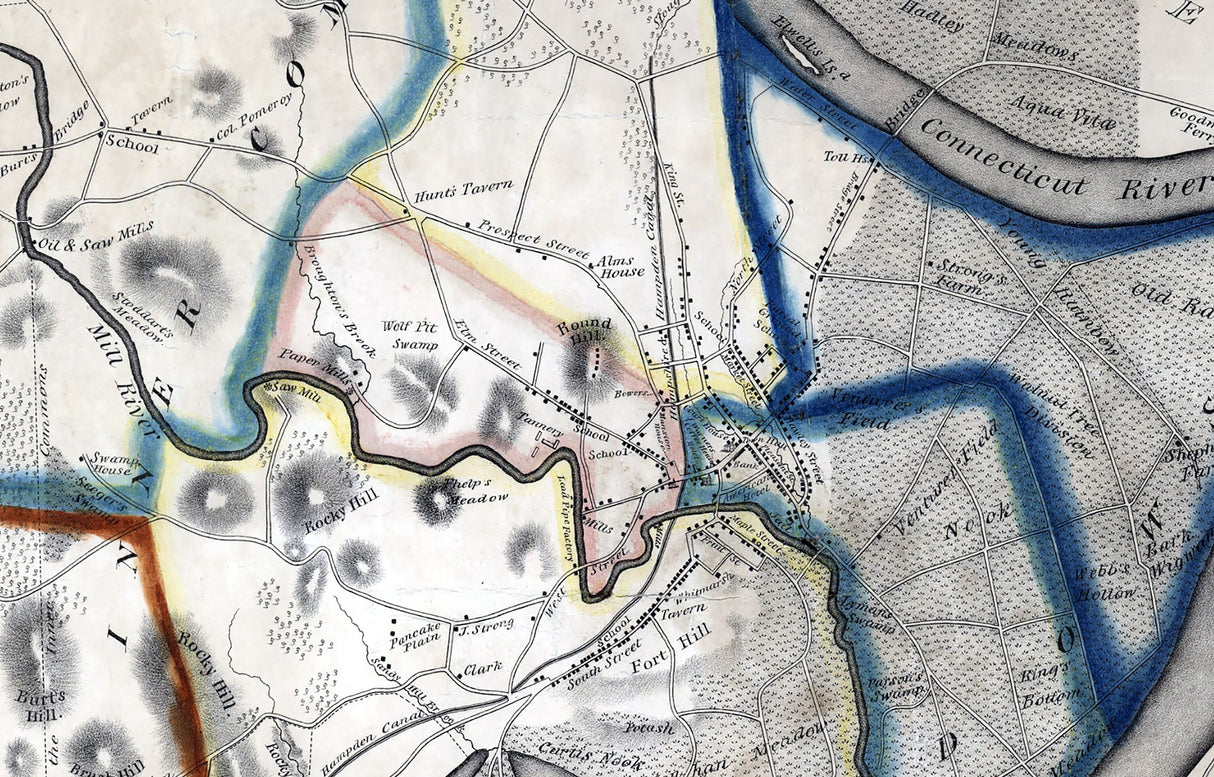 1831 Town Map of Northampton Hampshire County Massachusetts