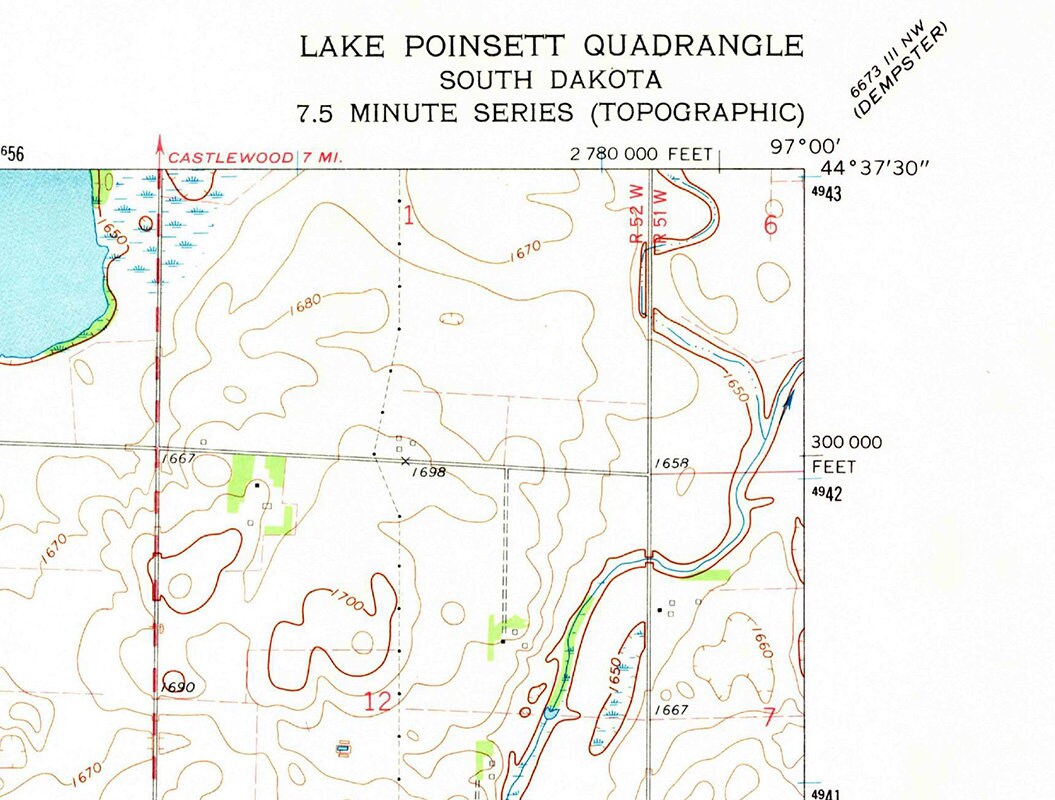 1969 Topo Map of Lake Poinsett South Dakota