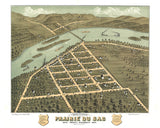 1870 Panoramic Map of Prairie du Sac Sauk County Wisconsin