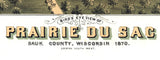 1870 Panoramic Map of Prairie du Sac Sauk County Wisconsin