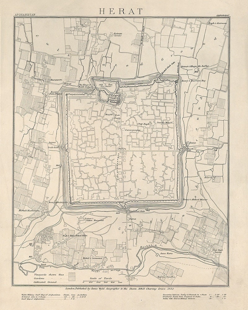 1880 Map of Herat Afghanistan