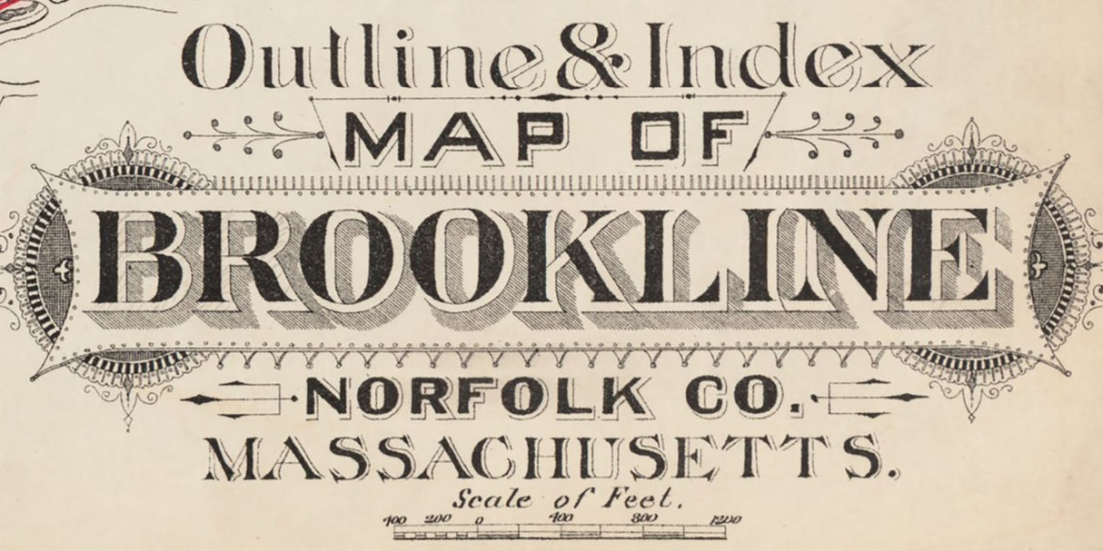 1888 Town Map of Brookline Norfolk County Massachusetts