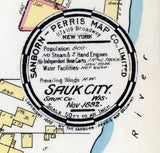 1892 Town Map of Sauk City Sauk County Wisconsin