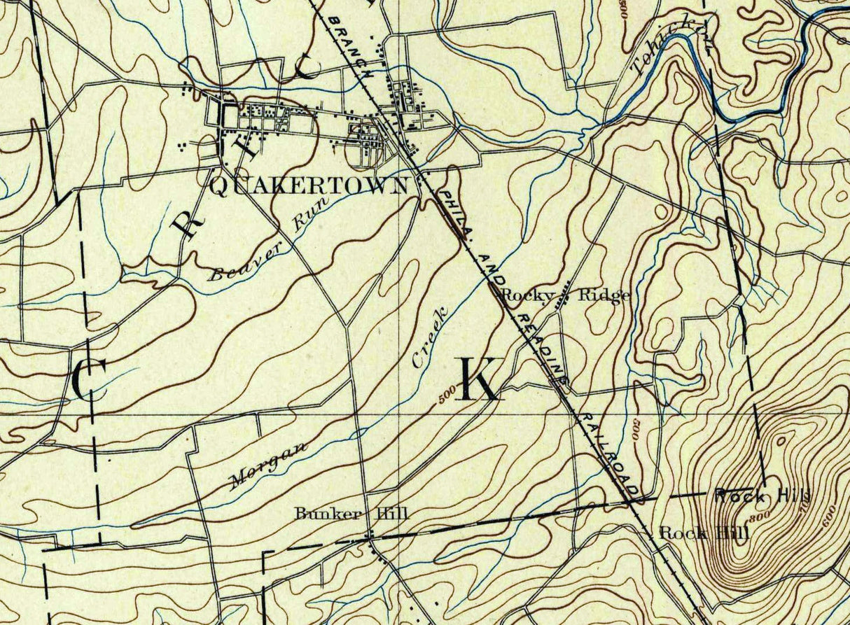 1894 Topo Map of Quakertown PA Quad Bucks County