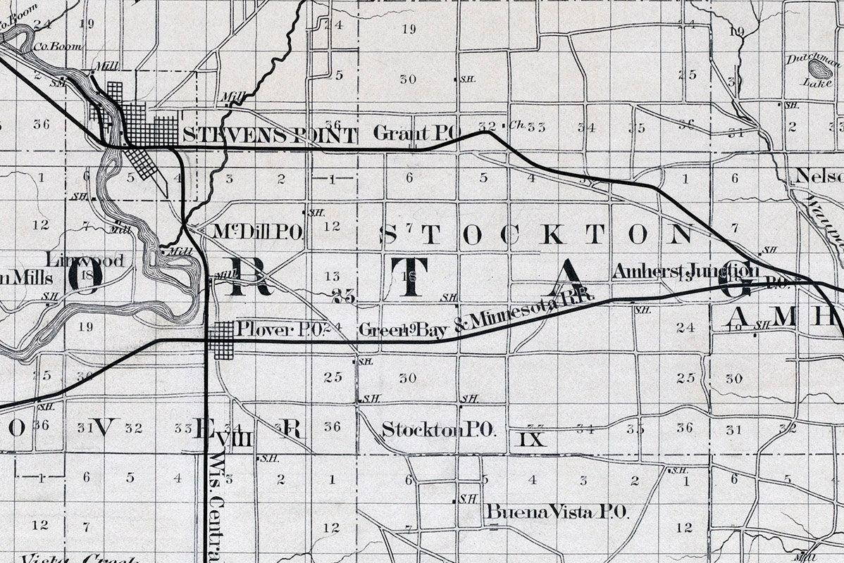 1880 Map of Portage County Wisconsin