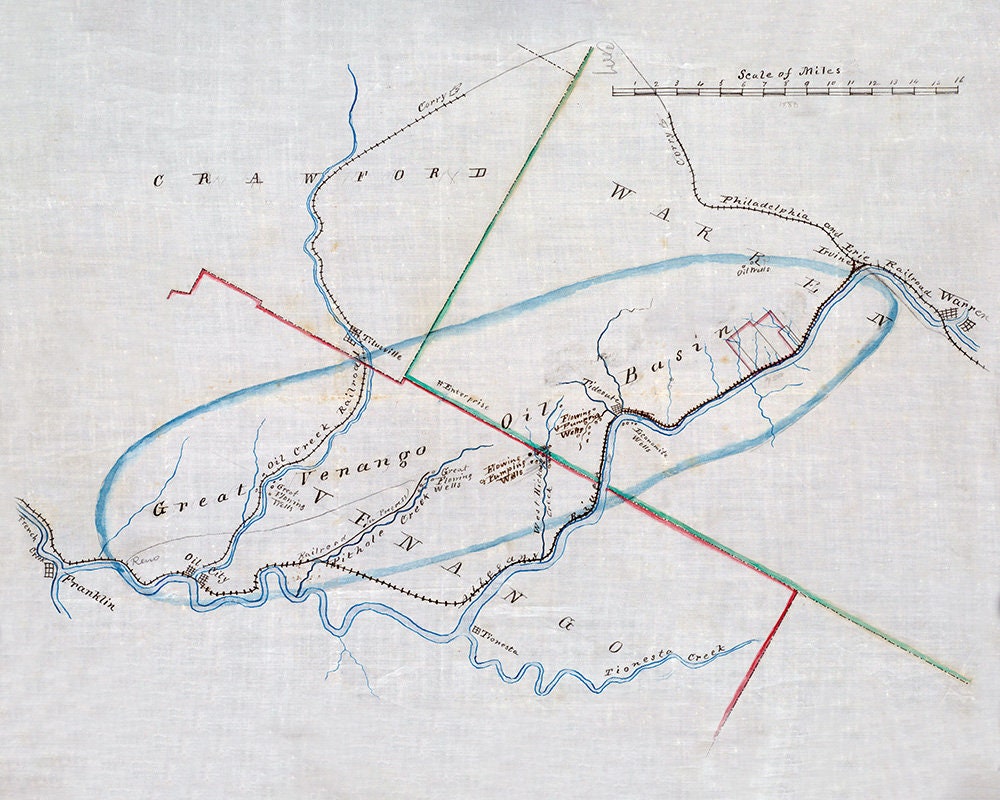 1880 Map of the Venango Oil Basin Pennsylvania