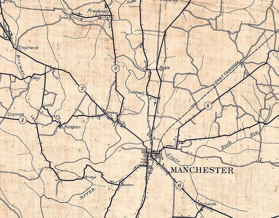 1922 Map of Coffee County Tennessee