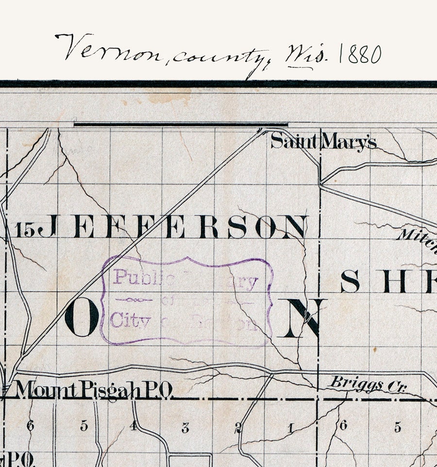 1880 Map of Vernon County Wisconsin