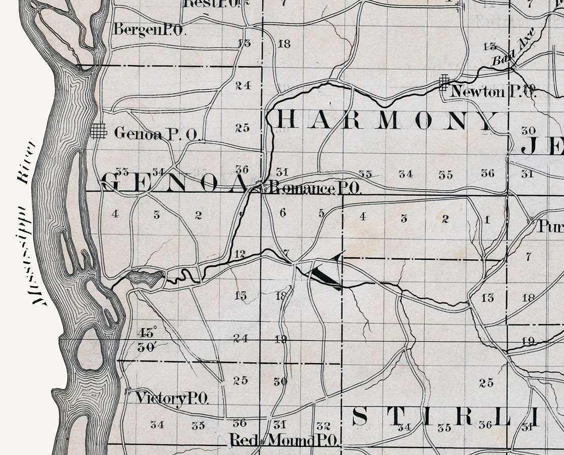 1880 Map of Vernon County Wisconsin