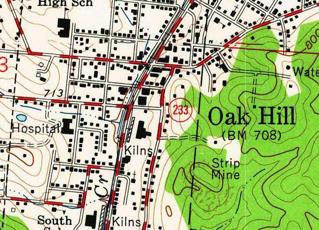 1963 Map of Jackson Lake Oak Hill Ohio