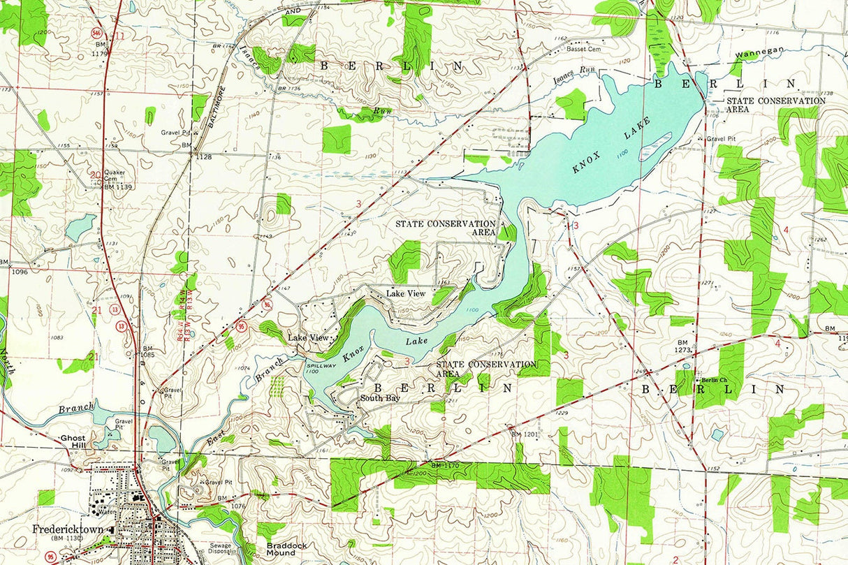 1963 Map of Knox Lake Ohio