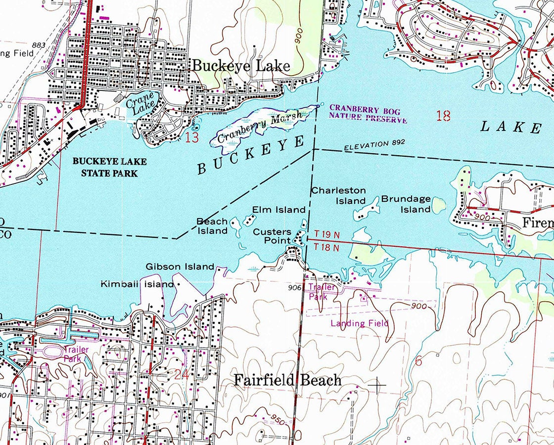 1995 Map of Buckeye Lake Ohio