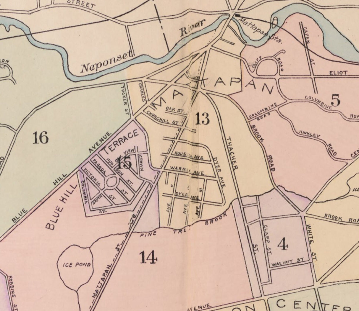 1896 Town Map of Milton Norfolk County Massachusetts