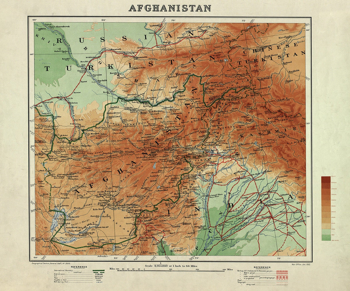 1912 Map of Afghanistan