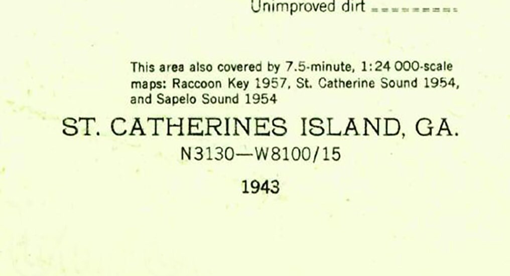 1943 Topo Map of Saint Catherines Island Georgia Quadrangle