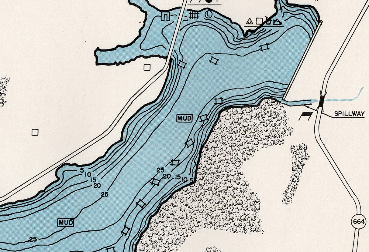 1960 Map of Lake Logan Hocking County Ohio