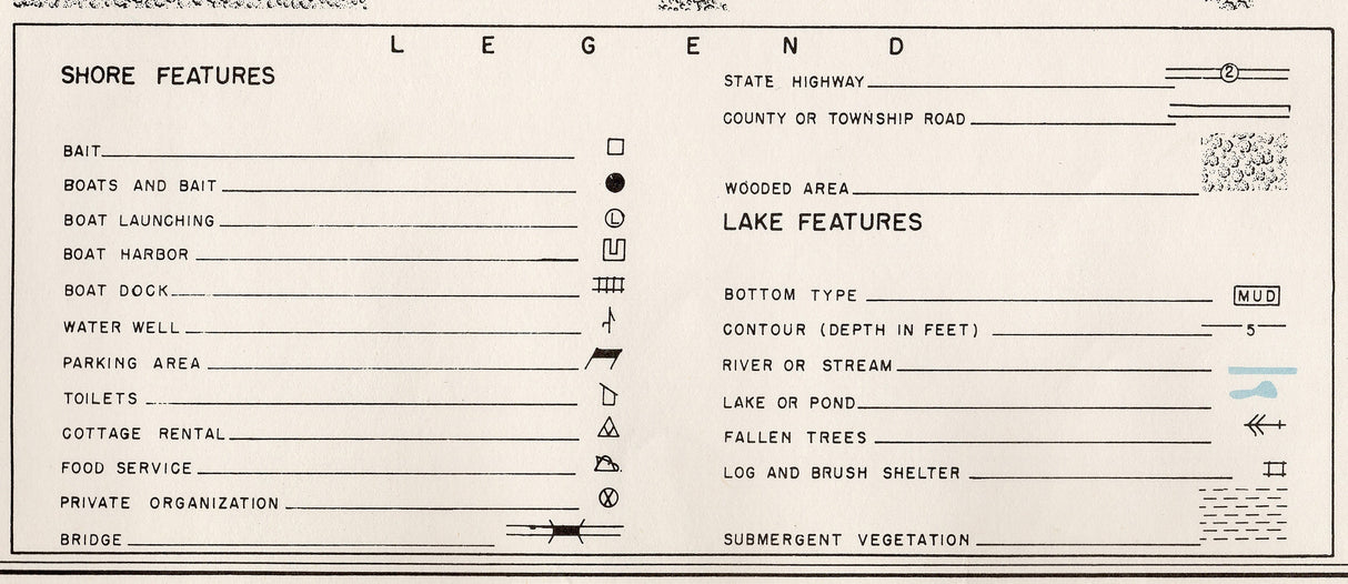 1960 Map of Lake Logan Hocking County Ohio