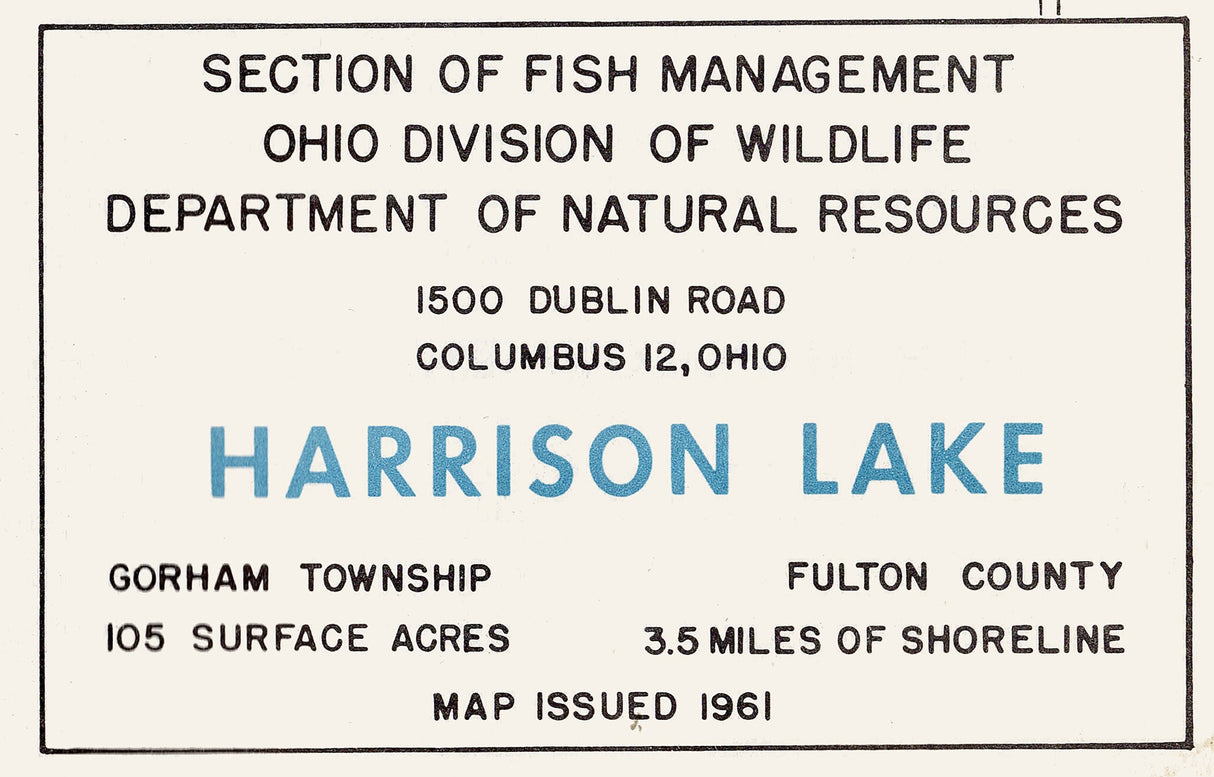 1961 Map of Harrison Lake Fulton County Ohio