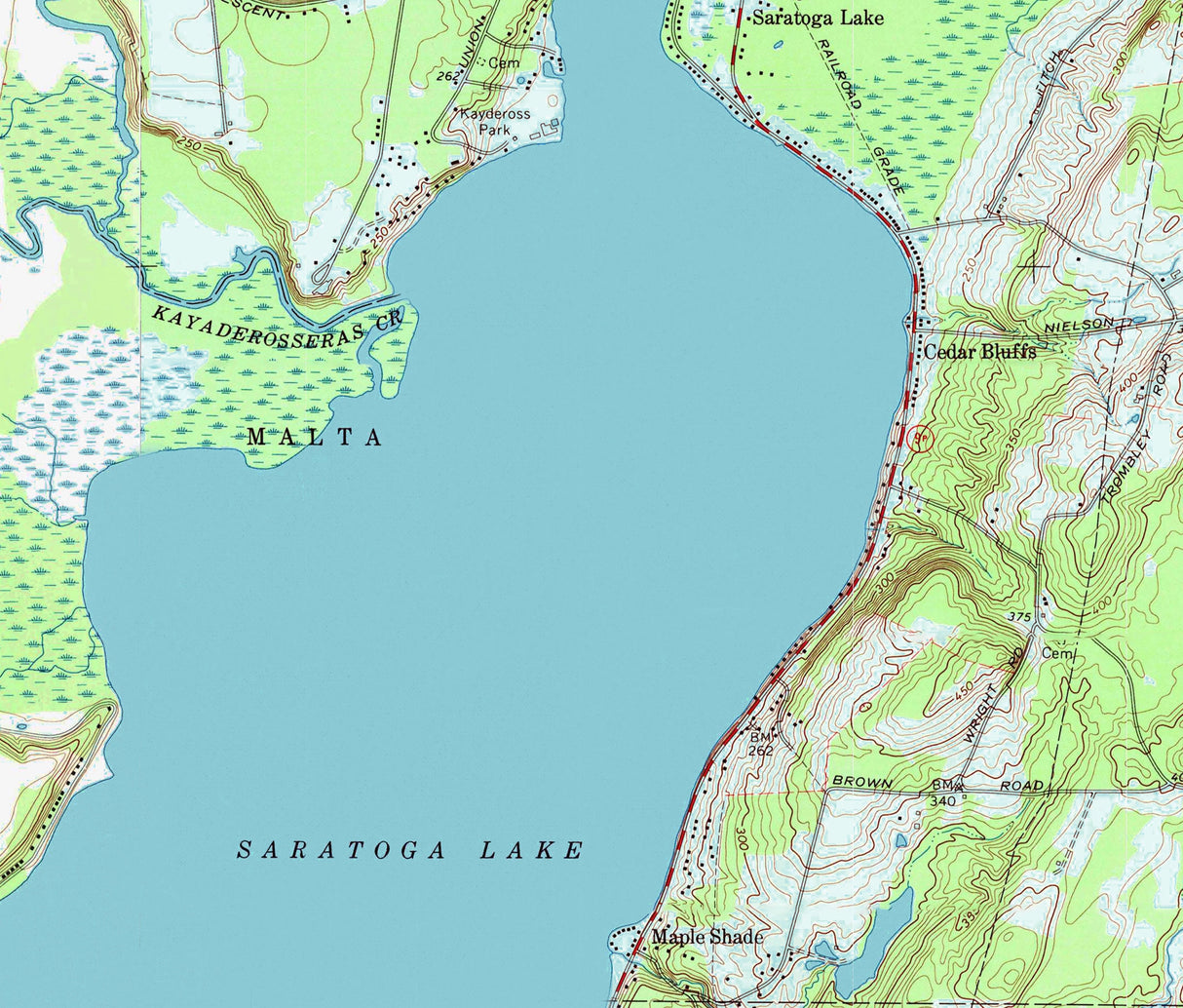 1967 Map of Saratoga Lake New York Saratoga Springs