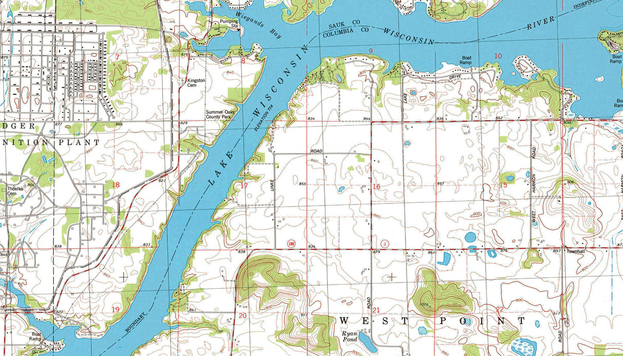 1975 Map of Lake Wisconsin