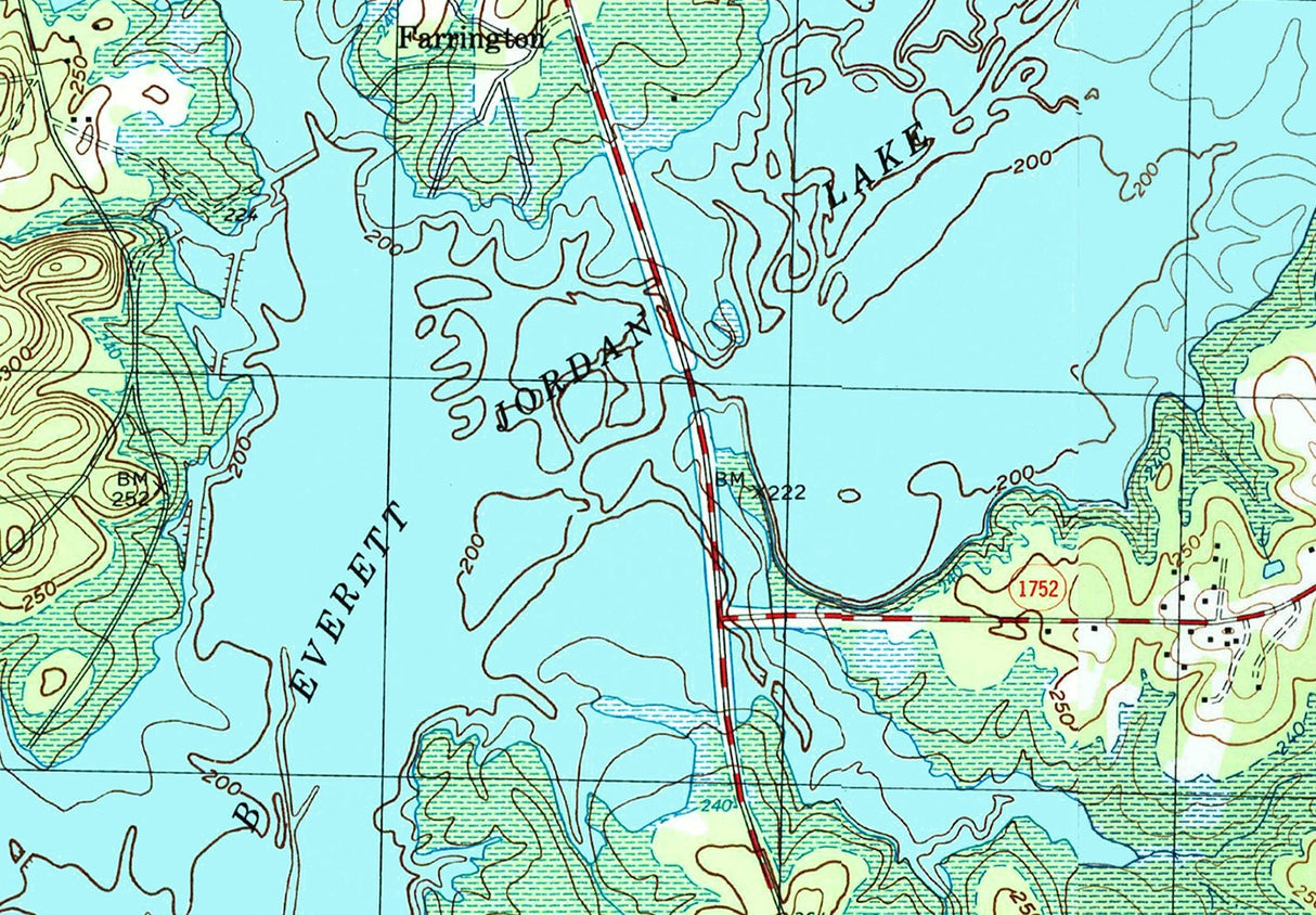 1993 Map of Jordan Lake North Carolina Raleigh