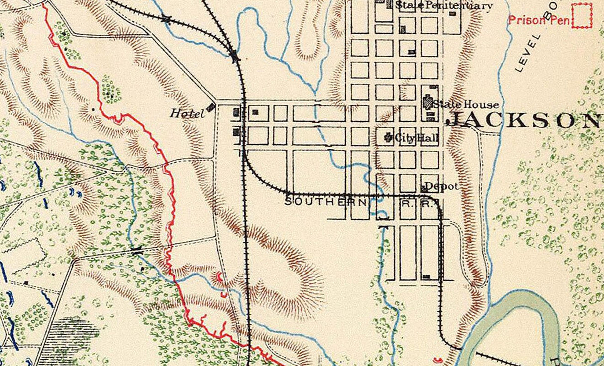 1863 Map of Jackson Mississippi