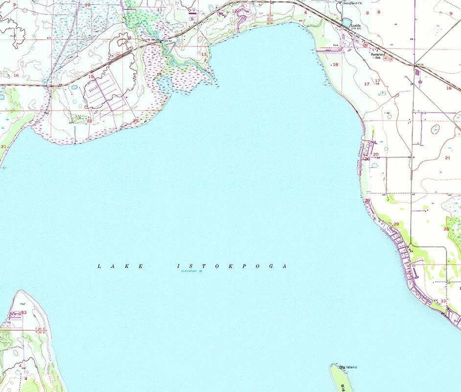 1973 Map of Lake Istokpoga Florida