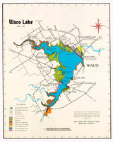 1987 Map of Waco Lake Texas