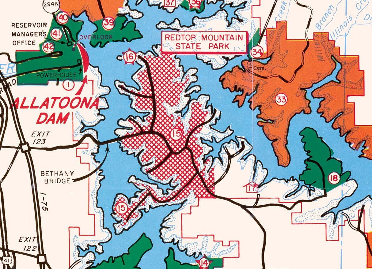 1988 Map of Allatoona Lake Georgia