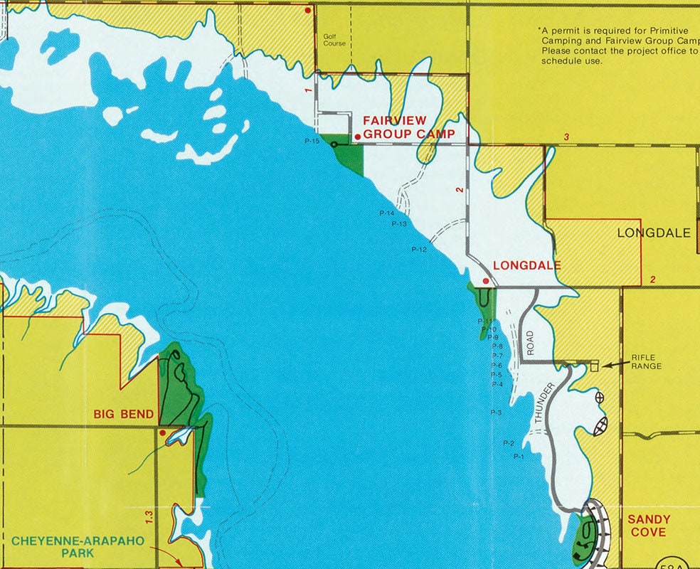 1990 Map of Canton Lake Oklahoma