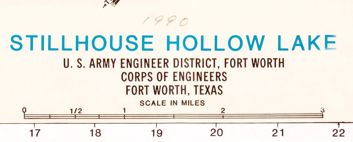 1990 Map of Stillhouse Hollow Lake Texas