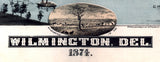 1874 Panoramic Map of Wilmington Delaware