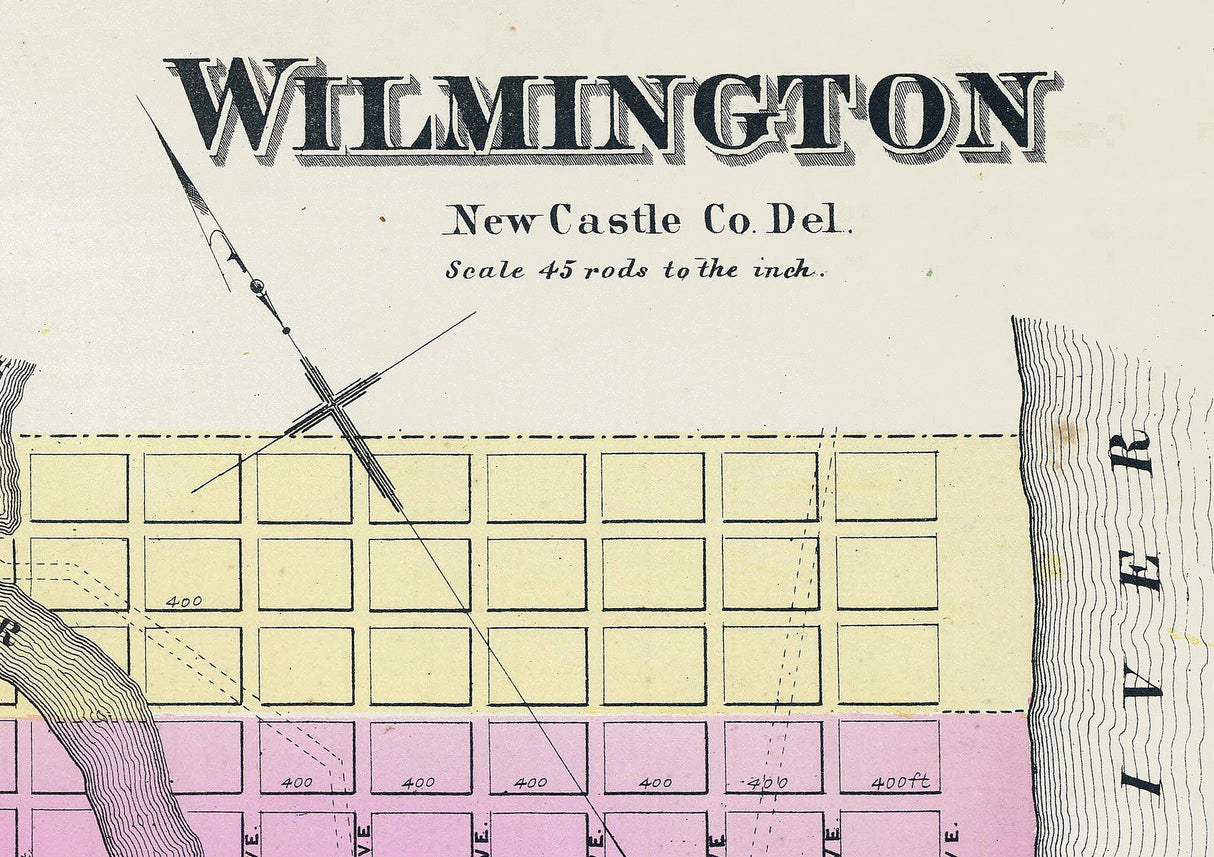 1868 Map of Wilmington New Castle County Delaware
